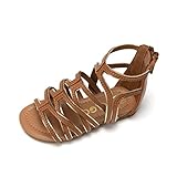 COLGO Girls Sandals Summer Gladiator Dress Flat Sandals with Open Toe Ankle Strap for Toddler/Little