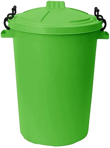 1 x 50L Litre large Lime Green Heavy Duty Colour Plastic Bin Garden Dustbin Refusal Waste bin Storage unit with Clip locking lid For Recycle Home Kitchen Indoor Outdoor Rubbish Waste Animal Feed