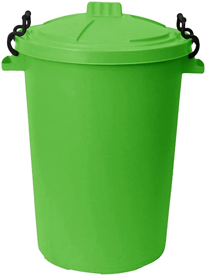 1 x 50L Litre large Lime Green Heavy Duty Colour Plastic Bin Garden Dustbin Refusal Waste bin Storage unit with Clip locking lid For Recycle Home Kitchen Indoor Outdoor Rubbish Waste Animal Feed