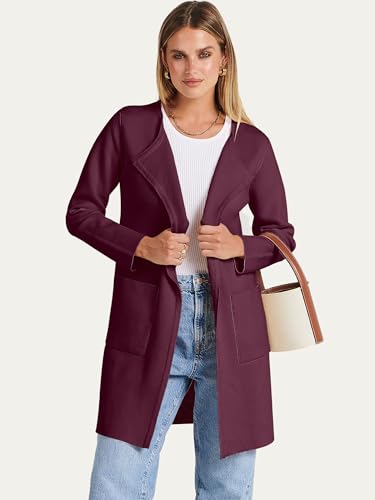 ANRABESS Womens Cardigan Sweater Open Front Knit Long Coatigan Dressy Casual Jacket Coat 2026 Fall Outfits Classy Clothes Wine Red X-Small by ANRABESS - Image 10