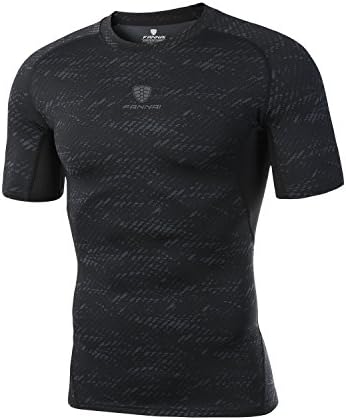 FANNAI Men's Short Sleeve T-Shirt Cool Dry Compression Baselayer Running Fitness Shirt๏ผShapewear for Men