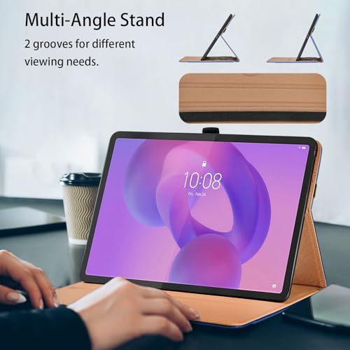 Étui pour Lenovo Idea Tab Plus 2025 en cuir PU bleu multi-angles - 2