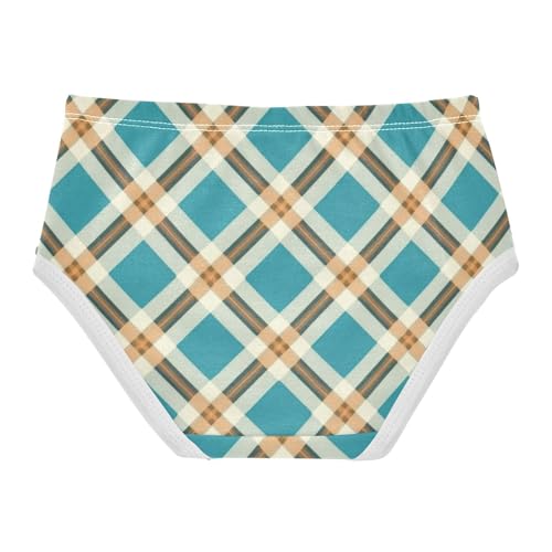 Girls' Organic Cotton Panties Briefs Underwear for Girls Geometric Plaid Pattern2