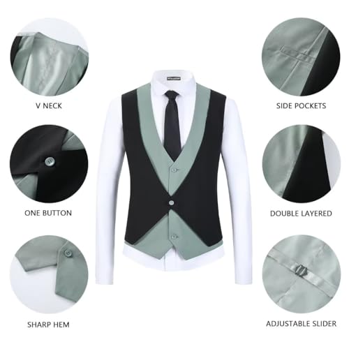 Men's Tuxedo 3 Piece Slim Fit Suits Blazer Jacket Layered Waistcoat and Pants Suit Set for Dinner Prom Wedding4