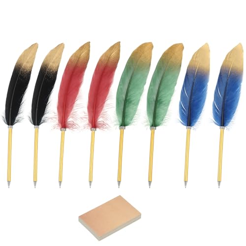Lot de 8 stylos à bille et notes adhésives multicolores