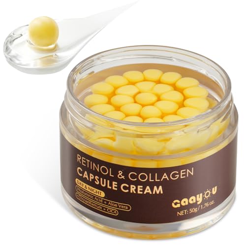 Creme de cápsula de colágeno de retinol profundo - creme de retinol para rosto, antienvelhecimento, dia e noite, hidratante facial com ácido hialurônico para toda a pele, firme, rugas