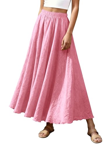Ezcosplay Womens Long Maxi Skirt Summer Beach A-Line Dress Elastic