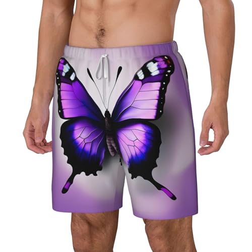 Short de bain pour homme imprimé papillon violet doublure compression