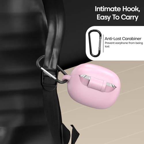 Image of Sounce Soft Silicone Protective Case Cover, Boat Airdopes Plus 311 (2025 Launch) Shockproof, Scratch-Resistant, Dustproof Earbuds Case with Keychain Clip, Easy Portability, (Pink)