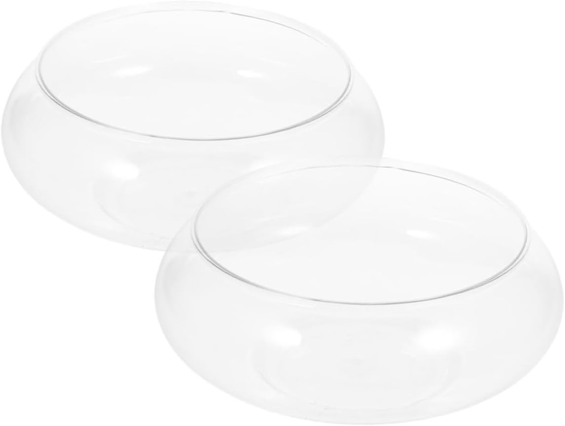 2pcs Transparent Desktop Fish Tank Unbreakable Round Goldfish Breeding Bowl Easy to Clean Aquarium for Home Decor for Office and Small Spaces Capacity