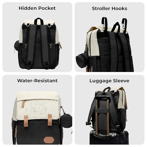 Image of Luxury Baby Diaper Bag For Mother Multi-Utility Backpack with Detachable Pouch - Spacious Travel & with Multiple Compartments, Padded Shoulder Straps, Side Pockets & Top Handle - Lightweight