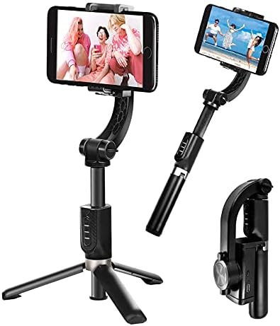 Waoops Gimbal Stabilizer for Smartphone with Bluetooth Wireless Remote Selfie Stick and Tripod，1-Axis Multifunction Foldable 360° Rotation Auto Balance Gimbal for iPhone Android YouTube TikTok