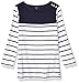 Nautica Women's Solids and Stripes Boatneck 3/4 Sleeve 100% Cotton Shirt Shirt, Navy, Small
