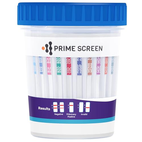 Prime Screen Drug Test Kits Urine Cup for All Drugs 12 in 1 Drug Test Instant Testing Cocaine Cannabis THC OPI AMP BAR BUP BZO mAMP MDMA MTD OXY PCP 1 Pack