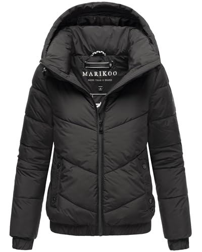 MARIKOO Damen Winterjacke (XS-XXL) - Abnehmbare Kapuze, hoher Kragen, 4...