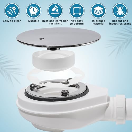 WPPQWP Haarsieb Dusche, Haarfänger Dusche 7 cm, Duschablaufset (Haarsieb + Tauchrohr), Abflusssieb Dusche, Ersatzhähne für Duschabläufe, kompatibel Tempoplex 6961,6962,6963