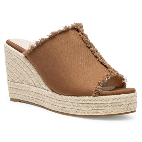 Image of Juliet Holy Womens Wedge Sandals Peep Toe Denim Slip On Backless Espadrilles Platform Sandal Shoes