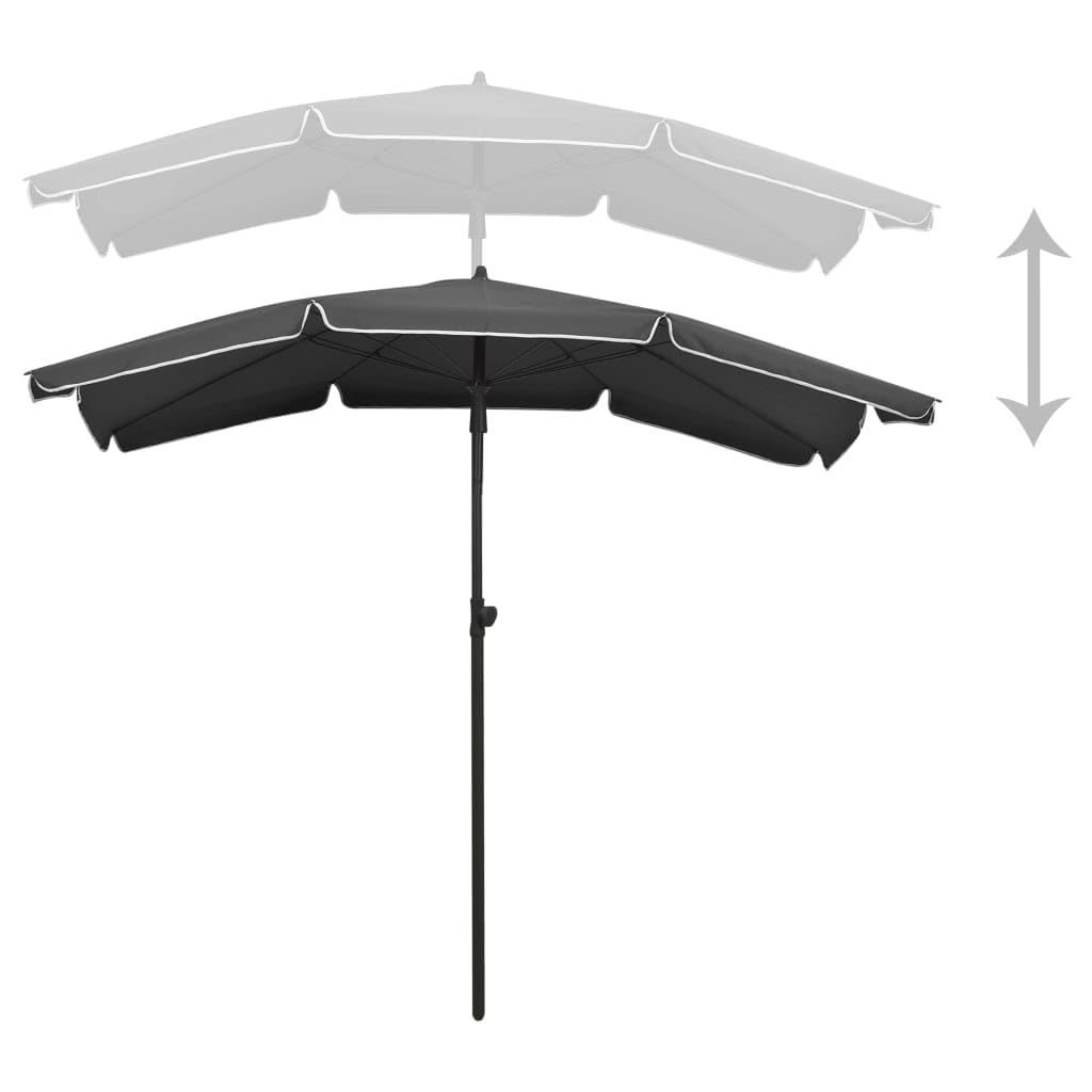 Parasol przeciwsłoneczny z masztem x cm, kolor piaskowy, odporna na działanie promieni UV tkanina poliestrowa, funkcja przechylania, system korbowy do ogrodu, na taras i