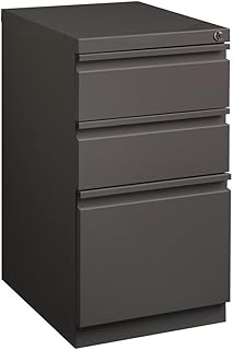 Pemberly Row 3 Drawers 27.75" Vertical Espresso Metal Filing Cabinet Lockable Pre-Assembled Stationary Letter Size for Home, Office
