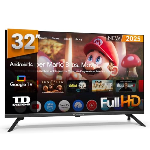 TD Systems - Smart TV 32 Pulgadas Full HD, Android 14 GTV, Television TDT HD, Modelo 2025, Televisor con 3 años de garantía - PRIME32K21FGLE