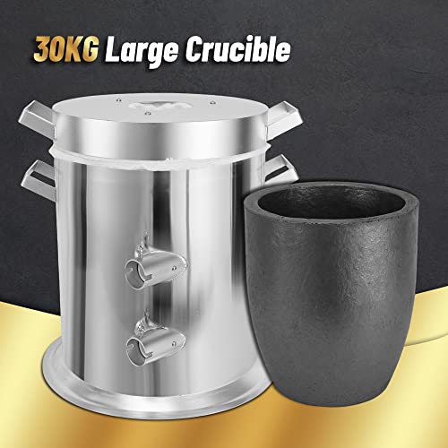 Smelter 0--66Lbs/30Kgs Gas/Propane Metal Melting Furnace Kit, Double Burners, Up To 1800°C/3872°F, Crucible, Gloves, Goggles, Tong, Smelt Gold, Silver, Alu, Copper, Jewelry Casting Tool (30Kgs) #TOP6