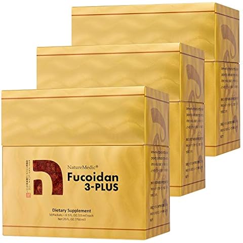 NatureMedic Fucoidan 3-Plus Brown Seaweed Immunity Supplement with Three Types of High Purity Fucoidan Organic Mekabu Fucus Mozuku Agaricus 50 Liquid Packets/Box Made in Japan (3 Boxes) Cover