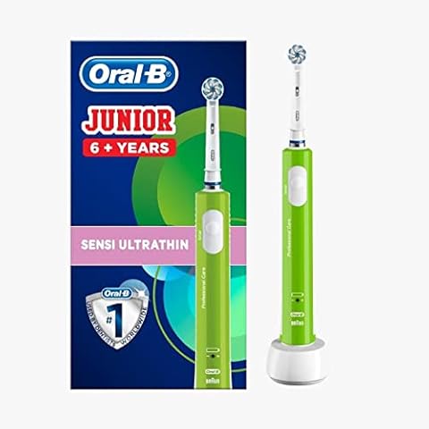 Oral-B Elektrische Kinderzahnbürste, Geschenke für Kinder, 1 Zahnbürstenkopf, mit kinderfreundlichem Sensitivmodus, für Kinder ab 6 Jahren, 2-poliger UK-Stecker, Grün Cover