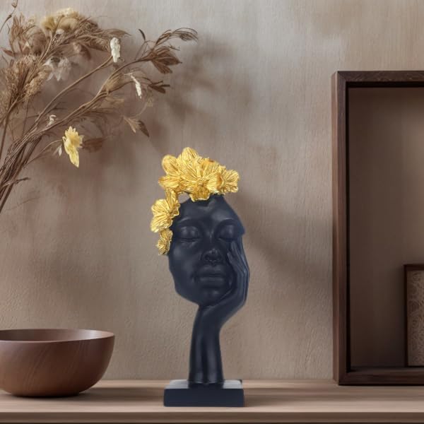 African Women Statues, 12'' African Lady Art Bust Figurines, Black Vintage Aesthetic Ornament for Shelf Desk, Modern Decor Accents Gifts for Women - Image 5