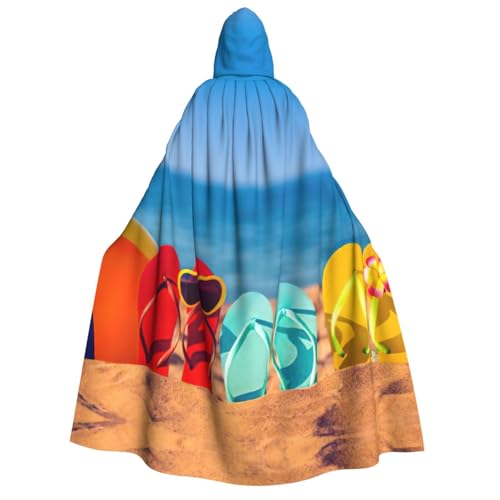 Cape à capuche Noël et Halloween avec imprimé tongs sur la plage