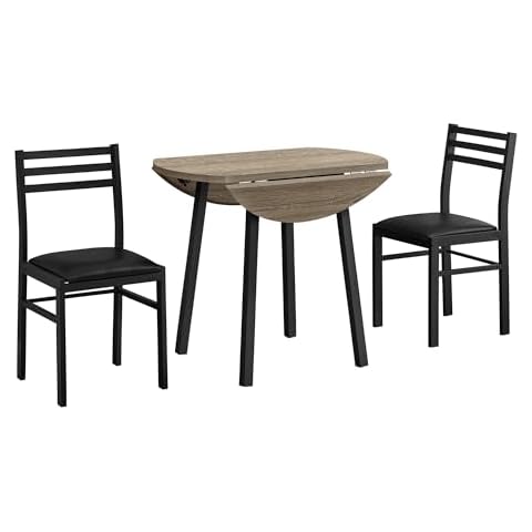 Monarch Specialties I 1003 Dining Table Set, 3pcs Set, Small, 35" Drop Leaf, Kitchen, Metal, Laminate, Brown, Black, Contemporary, Modern Cover