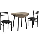 Monarch Specialties I 1003 Dining Table Set, 3pcs Set, Small, 35" Drop Leaf, Kitchen, Metal, Lami...