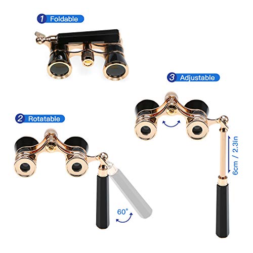 Ajcoflt 3x25 Ópera Óculos Lente Retro Corpo de Metal Mini Binóculos de Teatro com Corrente/Alça para