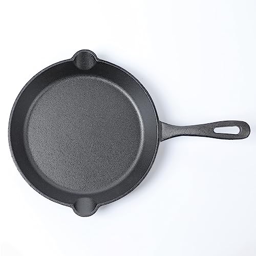 HAWOK Cast Iron Skillet Round Fry Pan,10 inch Black………