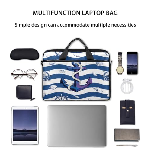 Bolso para laptop con diseño náutico de ancla y concha marina, funda para laptop de 15 pulgadas, maletín delgado para negocios, bolso mensajero para mujeres y hombres, estuche para laptop para trabajo, oficina y viajes miniatura 7