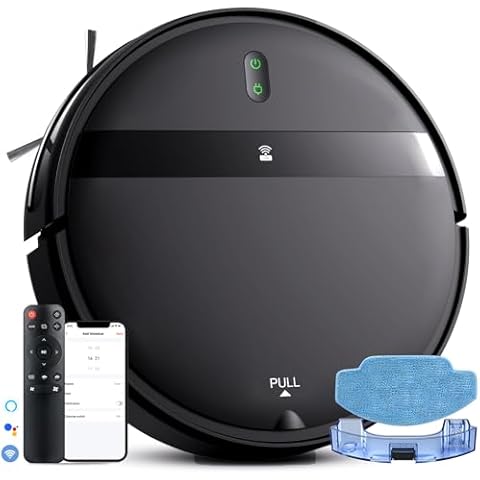 MANVINS Robot Vacuum and Mop Combo, App/Alexa with WiFi/Bluetooth, Self-Charging Mopping Robot Vacuum Cleaner, Set Schedule, Max Strong Suction Ideal for Pet Hair/Carpet/Hard Floor Cover