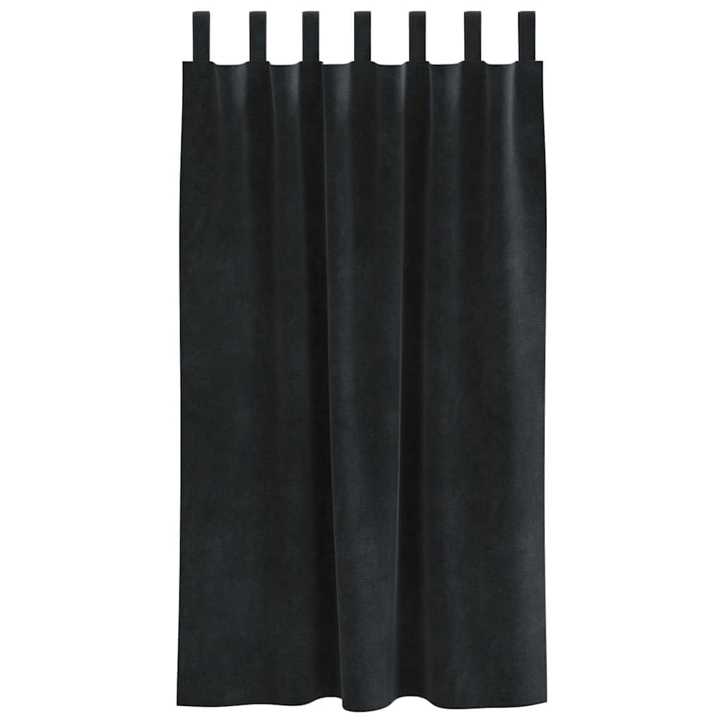 Verdunkelungsvorhänge 2 Stück Schwarz Samt 140 x 175 cm mit Stoffschlaufen für Wohnzimmer Schlafzimmer Kinderzimmer, Blickdicht, Kälteschutz, Lichtblockierend