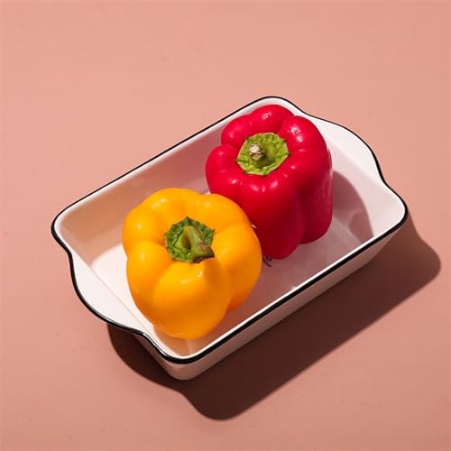 Bandeja de horno de cerámica rectangular con doble asa para lasaña 6