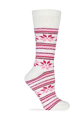 Wise Blend Ladies Merino Wool Blend Heavyweight Floral Frost Boot Socks 1 Pair Pack