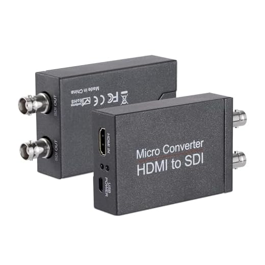 Little World Conversor HDMI para SDI, micro conversor HDMI para 3G-SDI/HD-SDI, suporte de entrada de áudio um HDMI em duas saídas SDI, extensor de detecção de formato automático para câmera CCTV,