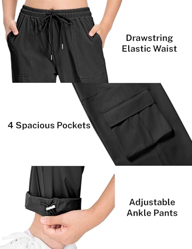 HASMES Girls Cargo Pants Kids Lightweight Hiking Pants Water Resistant Joggers with Pockets 7-15Y4
