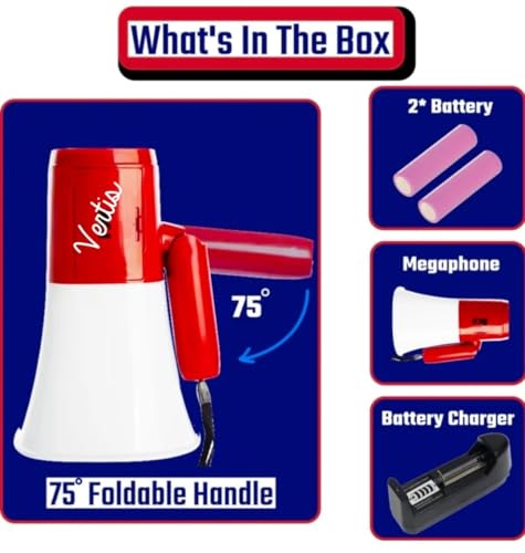 Image of Megaphone 600W Output Loud Volume 500mtrs, BT, USB Play, TF Card, Dual 1200mAh Battery Ports, 240s Recording,Type C- Charging, PA Systems-announc Talk Play /Siren Handheld