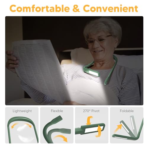 Image of Reading Light with Storage Case: Rechargeable 2000mAh 10-80Hrs Neck Reading Light for Books in Bed, Book Lights for Reading at Night, Sewing Supplies Crocheting Knitting Embroidery Light