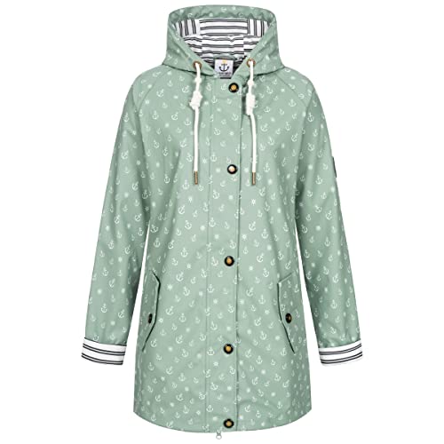 Preisvergleich Produktbild Ankerglut Damen Friesennerz Regenmantel Kapuze Wasserdicht Wetterfest Windbreaker Übergangsjacke #ankerglutzauber Regenjacke, slategray, 42