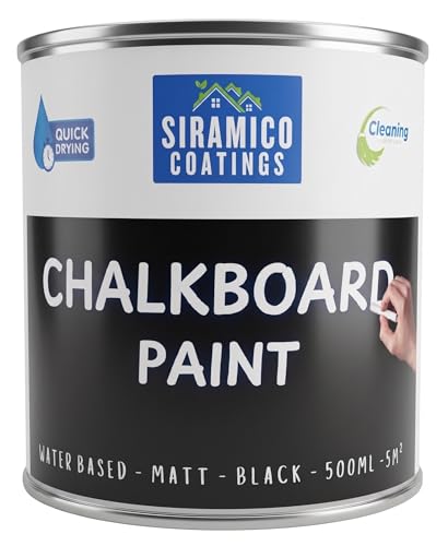 SIRAMICO COATINGS Chalkboard Paint | 500ml - Black | Water-based Non-toxic Low odour Indoor and Outdoor Paint