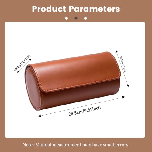 Handmade PU Leather 3-Slot Watch Roll