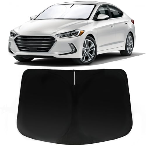 Image of Car Front Windshield Sun Shade for Elantra 2017-2020, Car Window SunShades Shield Cover Sun Visor Protector with 240T Reflective Fabric UV & Sun Heat Protection Accessories