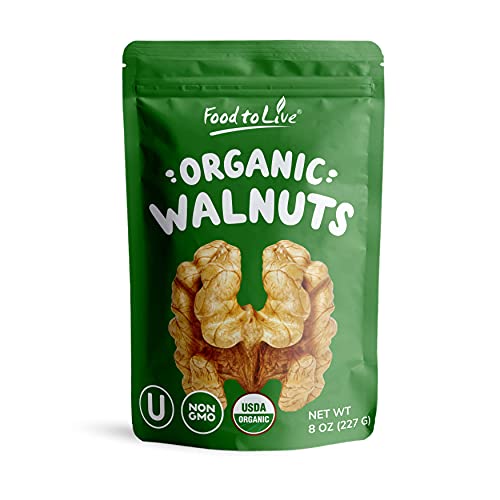 Organic California Walnuts Halves & Pieces, 8 Ounces – Non-Gmo, Raw, Unsalted, Shelled, Vegan, Kosher, Sirtfood, Bulk Snack. High In Omega-3 Fatty Acids, Protein. Great For Baking, And As A Topping. #TOP11
