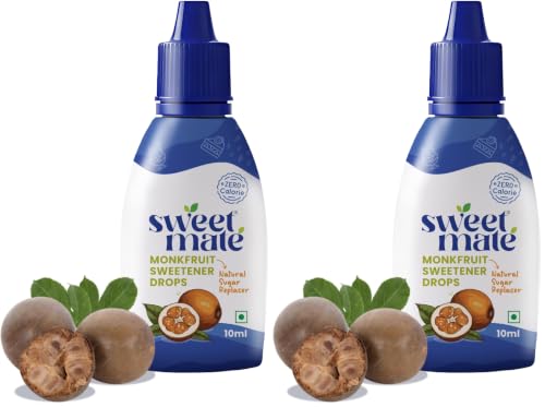 Image of Sweetmate Monk Fruit Drops - 10ml | 1:1 Natural Sugar Replacer | Zero Calories, Diabetic & Keto Friendly | Tastes Just Like Sugar | Ideal for Tea, Coffee, Baking & Cooking (Pack of 2)