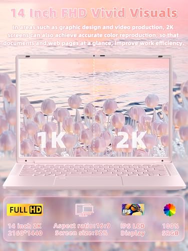 141-Zoll-Laptop-Pink-16-GB-RAM-512-GB-SSD-N150-Prozessor-bis-zu-36-GHz-2K-UHD-2160--1440-IPS-Display-Webcam-WLAN-beleuchtete-Tastatur-6000-mAh-Akku-tragbares-Studenten-Notebook - Sparfuchs24.io - Preisvergleich & Top Angebote Online