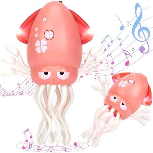 Image of hahaland Dancing Squid Toy - Tummy Time Toys, Crawling Toys, Rechargeable Wiggling Musical Standing Toy, Funny Baby Girl Gifts, Electric Dancing Octopus Christmas Baby Gifts Toddler Stocking Stuffers